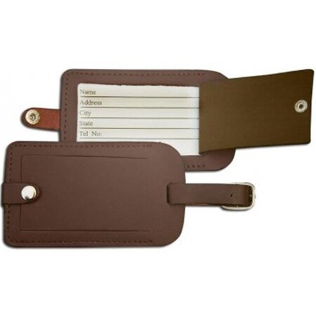 Eva-Dry/Momentum Sales & Mktg Luggage Tag, Leather, 4-1/2 in H x 2.67 in W, Chocolate Brown a3498